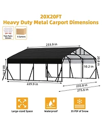 GarveeLife Metal Carport with Galvanized Steel Roof, Enhanced Base – Tall Garage Kit for Tractors, Trucks, Boats, Cars