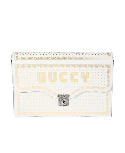 Pre-Owned Gucci x Sega Mystic White Star Printed Calfskin Guccy Portfolio Clutch