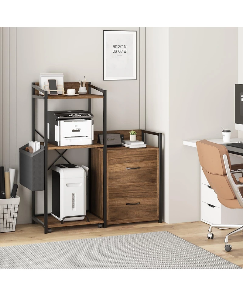 gaomon Mobile Printer Stand, Office Filing Cabinet with Power Outlet and Usb Charging Port