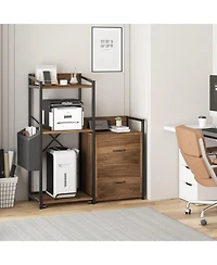 gaomon Mobile Printer Stand, Office Filing Cabinet with Power Outlet and Usb Charging Port