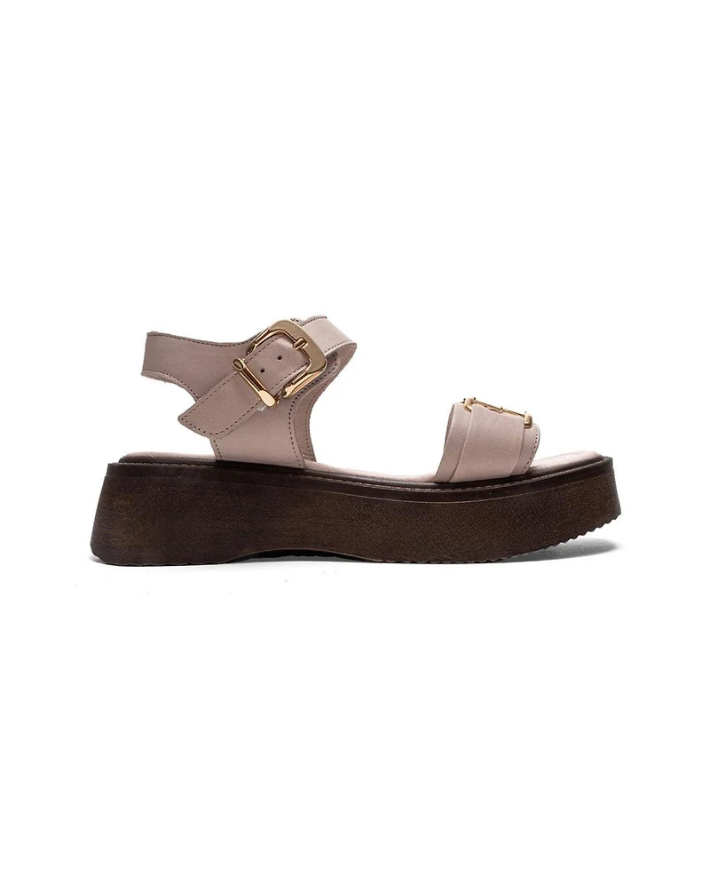 Forever & Always Shoes Women's Lone Leather Platform Sandal