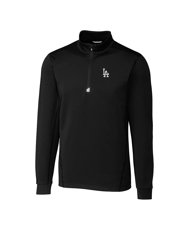 Cutter & Buck Men's Black Los Angeles Dodgers Big Tall Traverse Stretch Quarter-Zip Pullover Sweatshirt