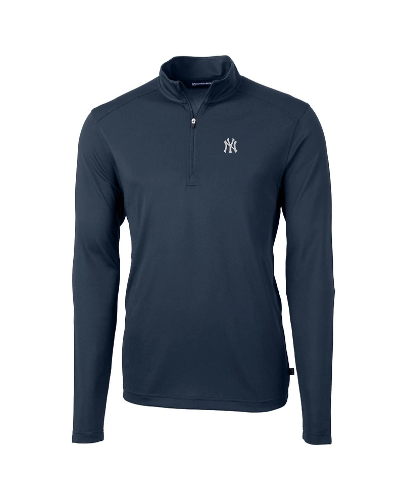 Cutter & Buck Men's Navy New York Yankees Virtue Eco Pique Quarter-Zip Pullover Sweatshirt