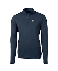 Cutter & Buck Men's Navy New York Yankees Virtue Eco Pique Quarter-Zip Pullover Sweatshirt