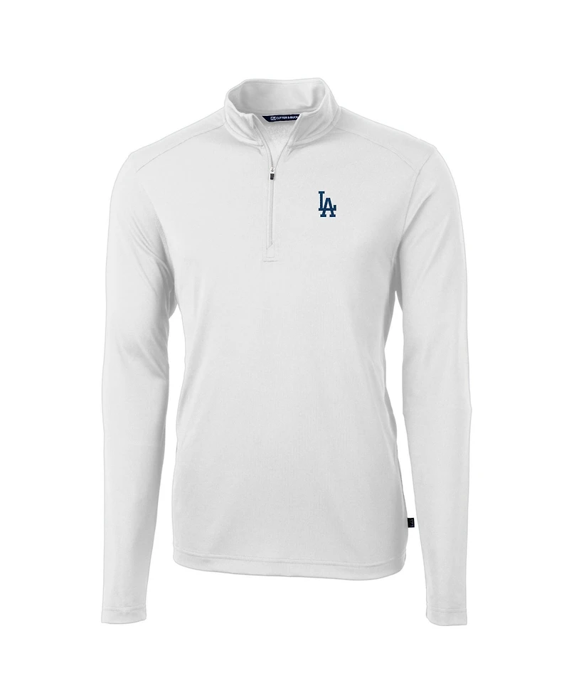 Cutter & Buck Men's White Los Angeles Dodgers Virtue Eco Pique Quarter-Zip Pullover Sweatshirt