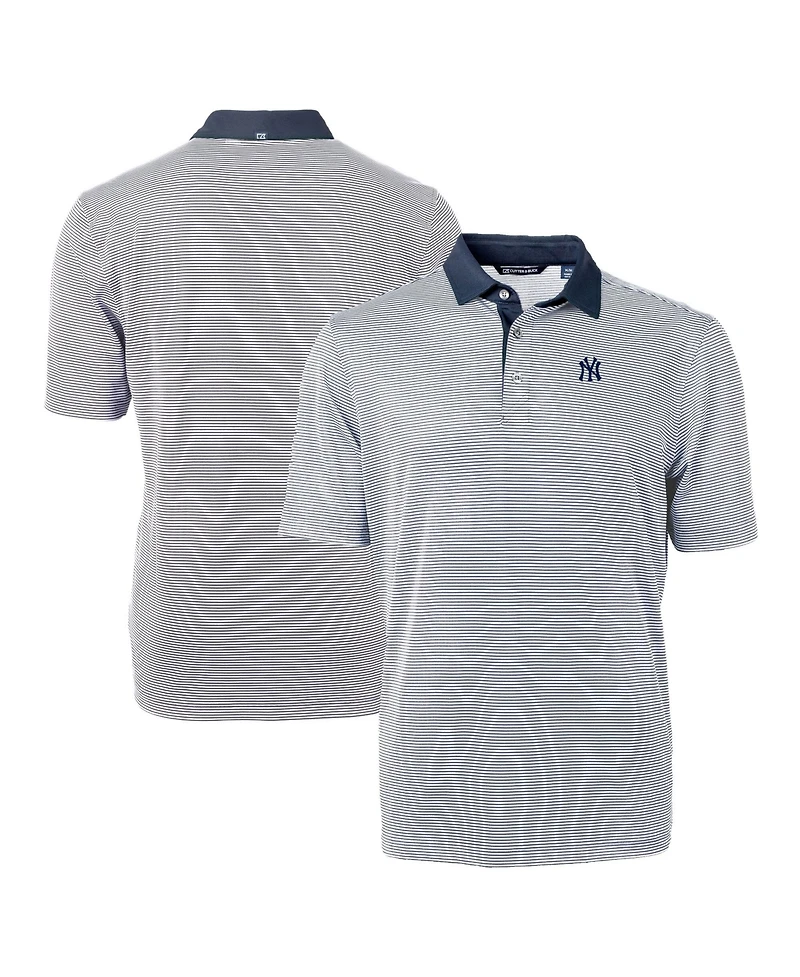 Cutter & Buck Men's Navy/White New York Yankees Virtue Eco Pique Micro Stripe Big Tall Polo Shirt