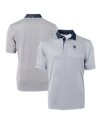 Cutter & Buck Men's Navy/White New York Yankees Virtue Eco Pique Micro Stripe Big Tall Polo Shirt