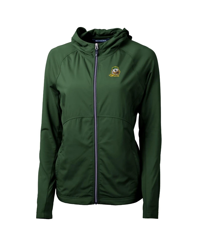 Cutter & Buck Women's Hunter Green Oregon Ducks Adapt Eco Knit Full-Zip Hoodie