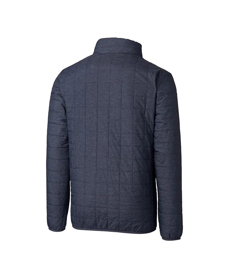 Cutter & Buck Men's Heathered Navy New York Yankees Big Tall Rainier Full-Zip Puffer Jacket