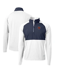 Cutter & Buck Men's White/Navy Chicago Bears Adapt Eco Knit Hybrid Quarter-Zip Throwback Pullover Sweatshirt