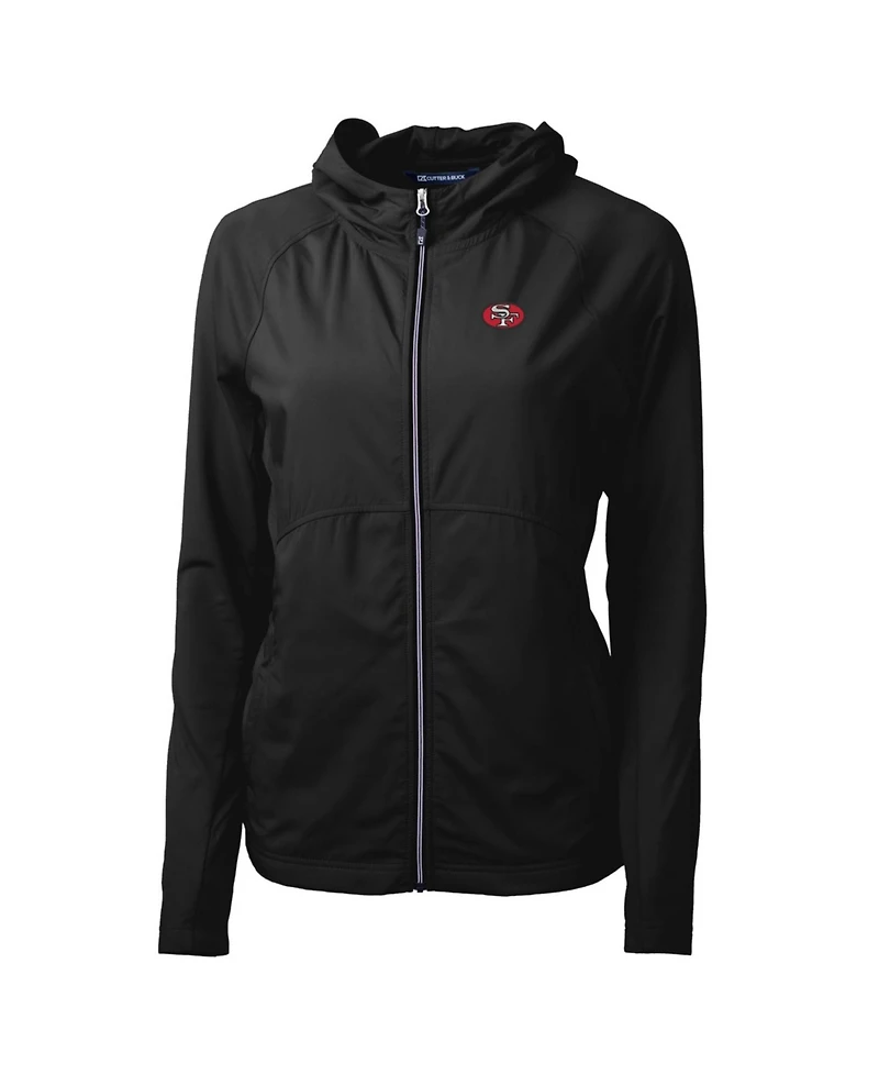 Cutter & Buck Women's Black San Francisco 49ers Throwback Logo Adapt Eco Knit Hybrid Full-Zip Hoodie