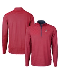Cutter & Buck Men's Red Atlanta Braves Americana Logo Virtue Eco Pique Stripe Quarter-Zip Pullover Sweatshirt