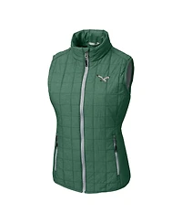 Cutter & Buck Women's Heather Green Philadelphia Eagles Gridiron Classics Logo Rainier PrimaLoft Eco Insulated Full-Zip Puffer Vest