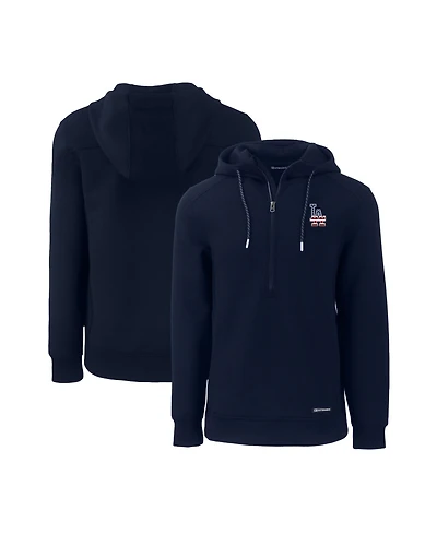 Cutter & Buck Men's Navy Los Angeles Dodgers Stars Stripes Roam Eco Half-Zip Pullover Hoodie