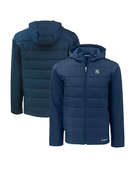 Cutter & Buck Men's Navy New York Yankees Big Tall Evoke Hybrid Eco Softshell Full-Zip Hoodie
