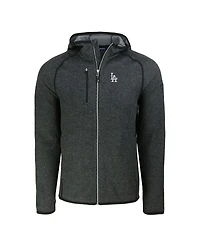 Cutter & Buck Men's Heather Charcoal Los Angeles Dodgers Mainsail Full-Zip Hooded Jacket
