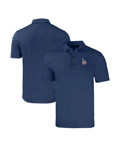 Cutter & Buck Men's Heather Navy Los Angeles Dodgers Stars Stripes Forge Eco Stretch Polo Shirt