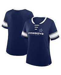 Fanatics Women's Navy Dallas Cowboys Plus Size Red Zone Athena Lace-Up V-Notch Neck T-Shirt