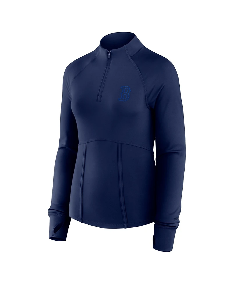 Fanatics Women's Navy Boston Red Sox Elements Raglan Tri-Blend Quarter-Zip Sweatshirt