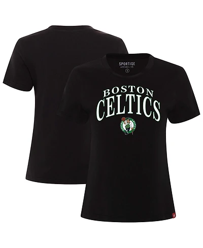 Sportiqe Women's Black Boston Celtics Arcadia Boxy T-Shirt
