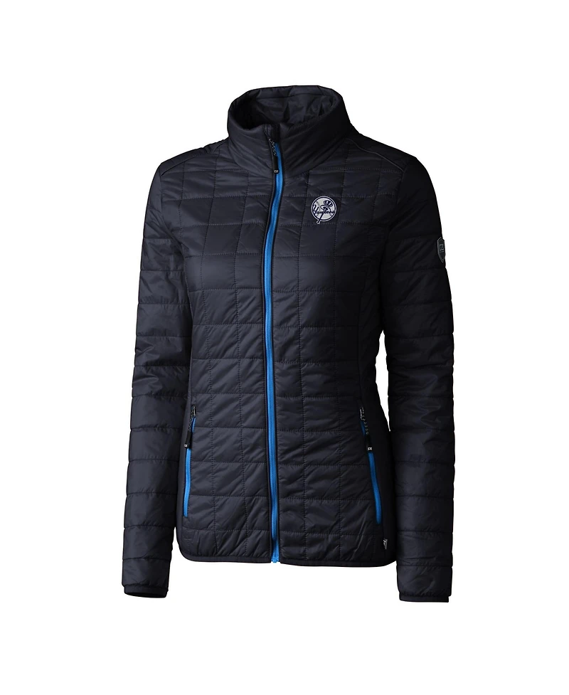 Cutter & Buck Women's Navy/Royal New York Yankees Rainier PrimaLoft Eco Insulated Full-Zip Puffer Jacket