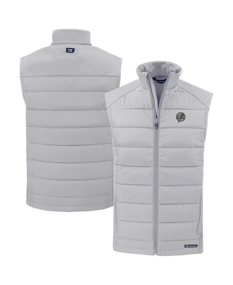 Cutter & Buck Men's Gray New York Yankees Evoke Hybrid Eco Softshell Full-Zip Vest