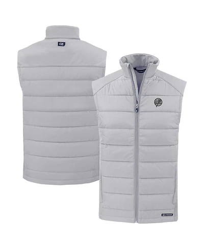 Cutter & Buck Men's Gray New York Yankees Evoke Hybrid Eco Softshell Full-Zip Vest