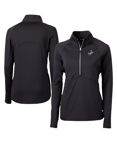 Cutter & Buck Women's Black Los Angeles Dodgers Adapt Eco Knit Stretch Half-Zip DryTec Sweatshirt