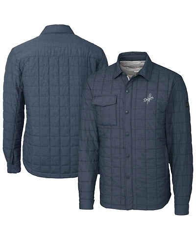 Cutter & Buck Men's Anthracite Los Angeles Dodgers Rainier PrimaLoft Eco Insulated Quilted Full-Zip Shirt Jacket