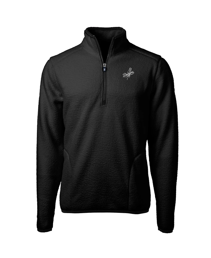 Cutter & Buck Men's Black Los Angeles Dodgers Cascade Eco Fleece Quarter-Zip Jacket