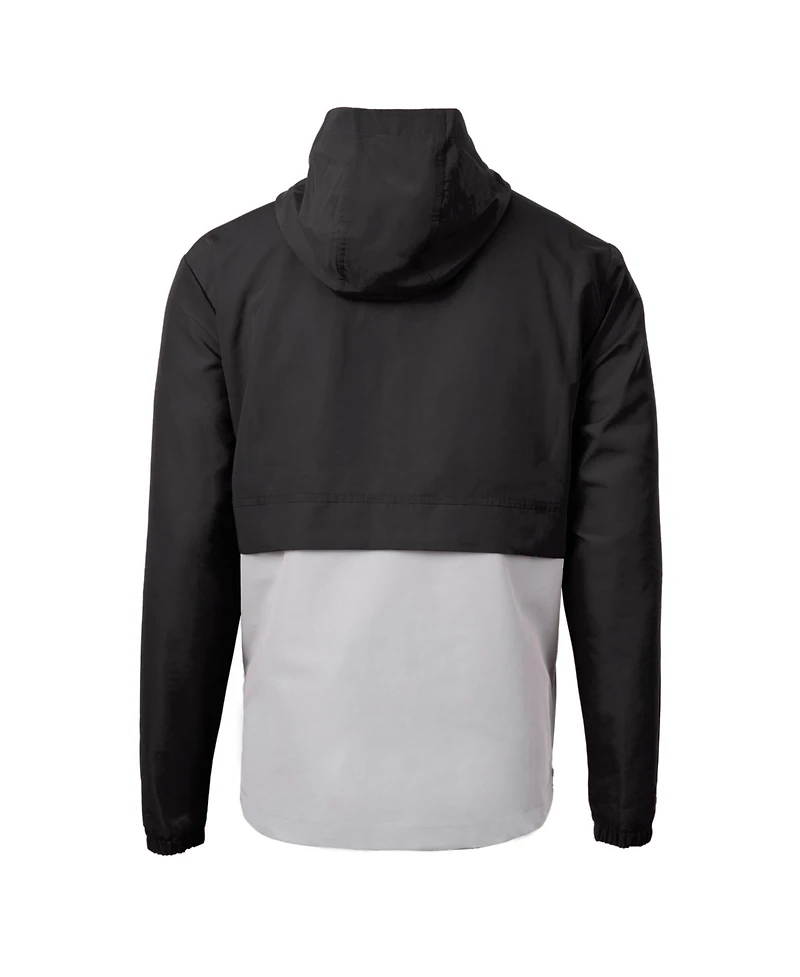 Cutter & Buck Men's Black/Gray Los Angeles Dodgers Charter Eco Anorak Half-Zip Hoodie Jacket