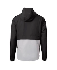 Cutter & Buck Men's Black/Gray Los Angeles Dodgers Charter Eco Anorak Half-Zip Hoodie Jacket