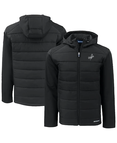 Cutter & Buck Men's Black Los Angeles Dodgers Evoke Hybrid Eco Softshell Full-Zip Hooded Jacket