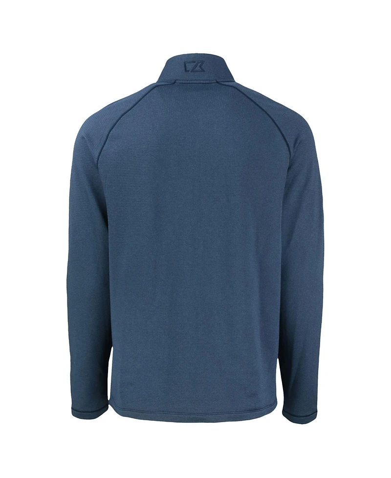 Cutter & Buck Men's Heather Navy New York Yankees Peshastin Eco Fleece Raglan Full-Zip Jacket