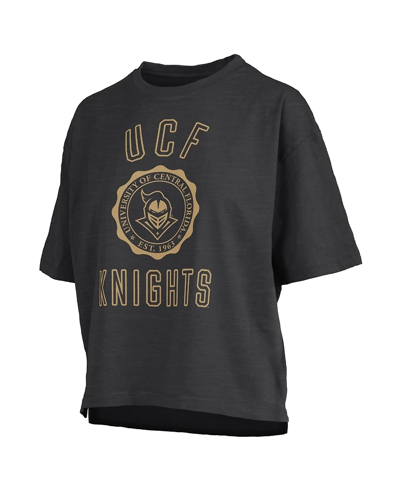 Pressbox Women's Black Ucf Knights Motley Crew Bishop Waist Length Oversized Slub T-Shirt