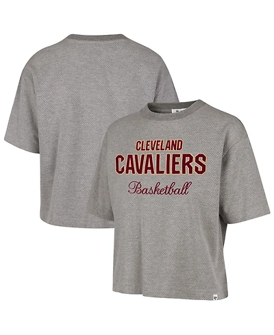 '47 Brand Women's Gray Cleveland Cavaliers Pivot Drop Needle Cropped T-Shirt