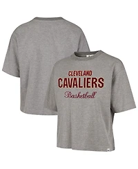 '47 Brand Women's Gray Cleveland Cavaliers Pivot Drop Needle Cropped T-Shirt