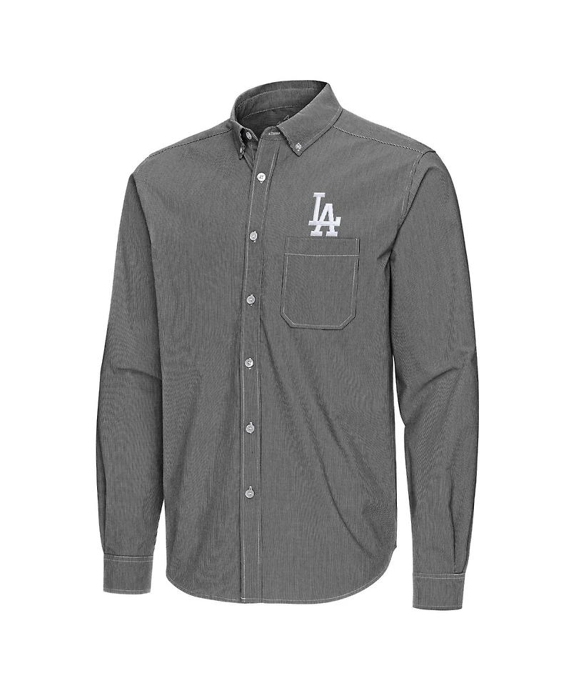 Antigua Men's Los Angeles Dodgers Porter Woven Long Sleeve Button-Down Shirt
