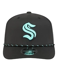 New Era Men's Black Seattle Kraken Sport Vented 9SEVENTY Rope Adjustable Hat
