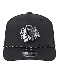 New Era Men's Black Chicago Blackhawks Sport Vented 9SEVENTY Rope Adjustable Hat