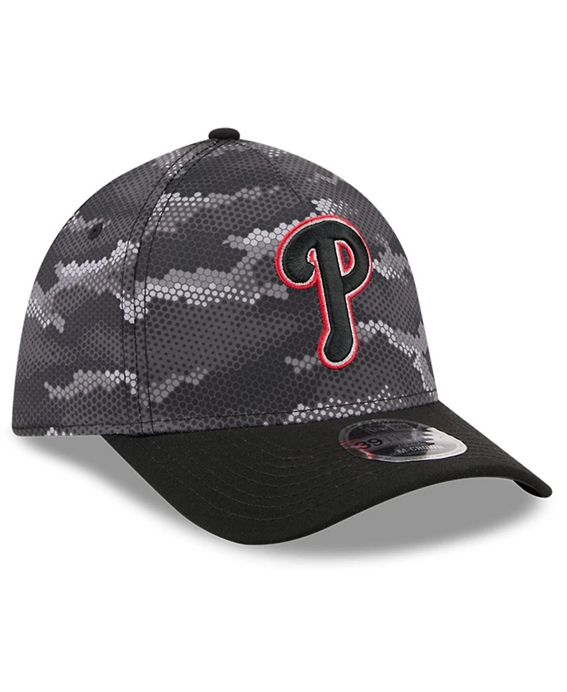 New Era Men's Black Philadelphia Phillies Camo 39THIRTY A-Frame Flex Hat