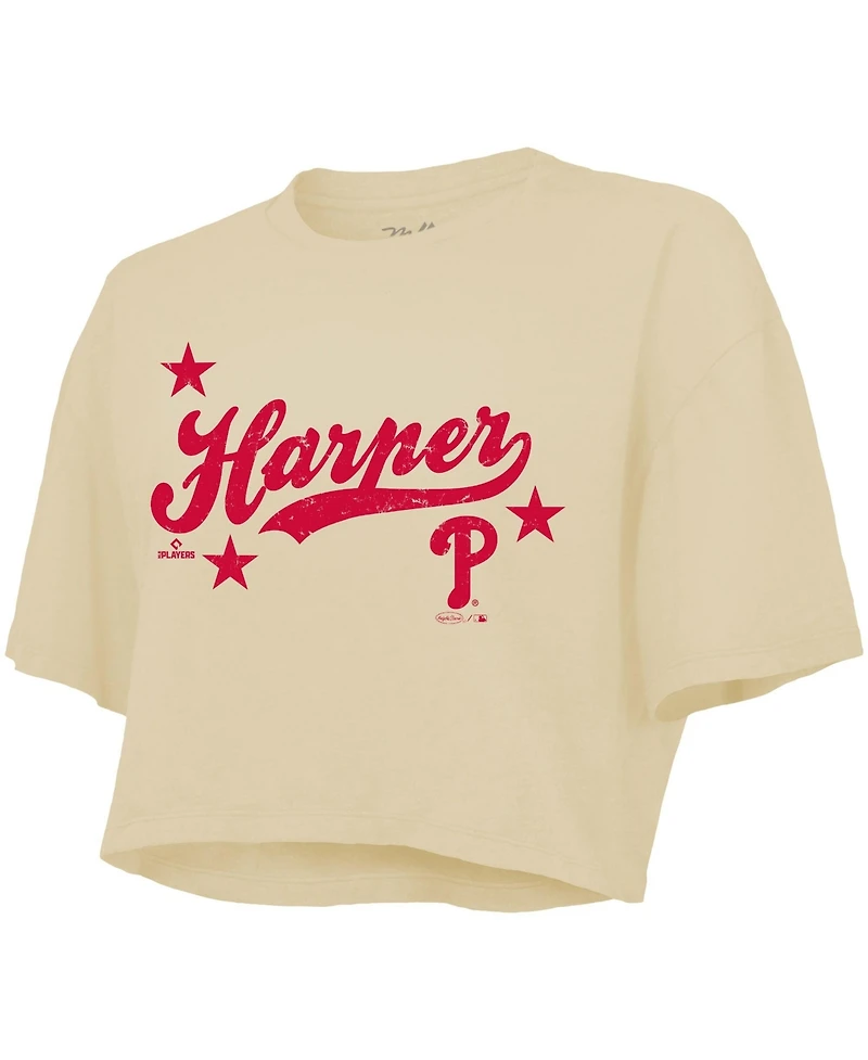Majestic Threads Women's Bryce Harper Cream Philadelphia Phillies Boxy Crop Top