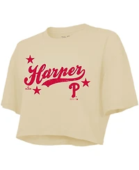 Majestic Threads Women's Bryce Harper Cream Philadelphia Phillies Boxy Crop Top