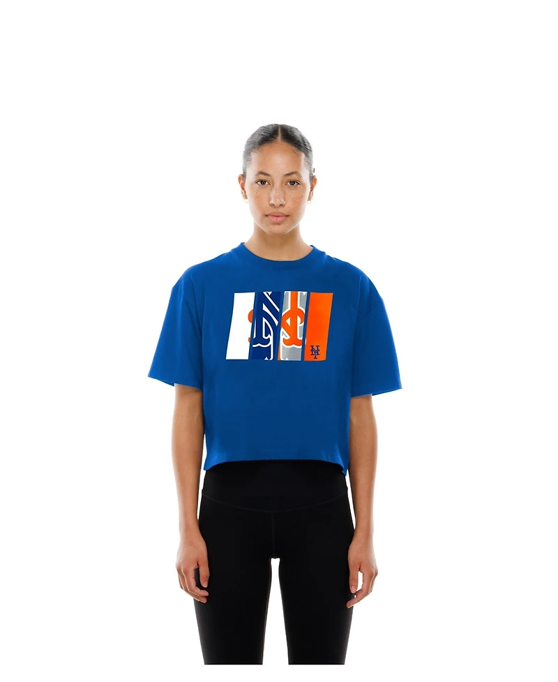 New Era Women's Royal York Mets Boxy Foil Logo T-Shirt