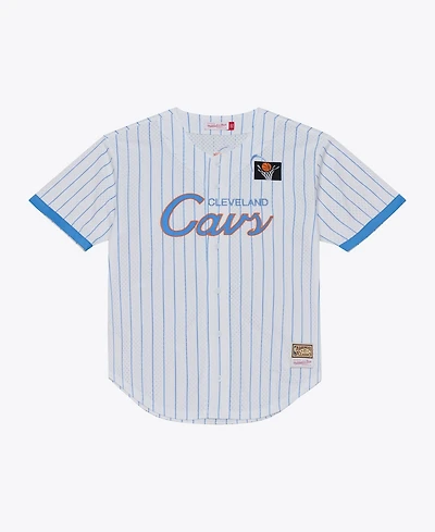 Mitchell & Ness Men's White Cleveland Cavaliers Head Coach Pinstripe Mesh Full-Button Baseball Jersey