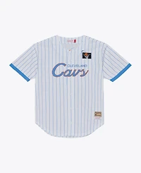 Mitchell & Ness Men's White Cleveland Cavaliers Head Coach Pinstripe Mesh Full-Button Baseball Jersey