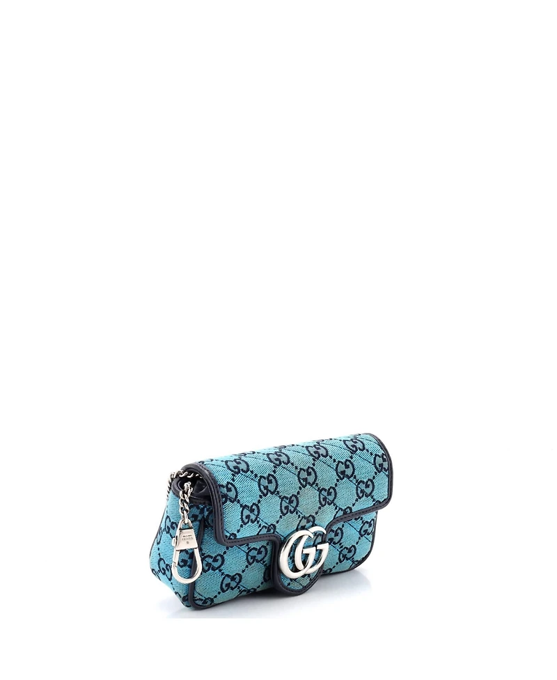 Pre-Owned Gucci Super Mini Gg Marmont Flap Bag Diagonal Quilted Gg Canvas