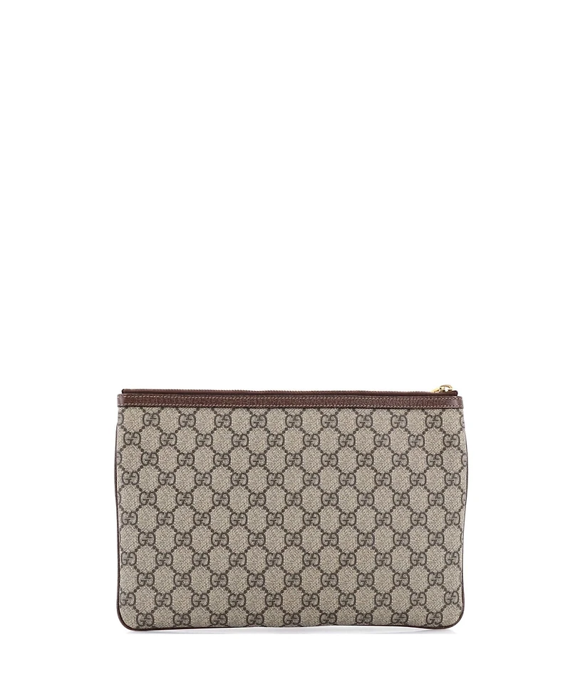 Pre-Owned Gucci Large Ophidia Zip Pouch Gg Coated Canvas