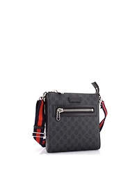 Pre-Owned Gucci Small Web Strap Front Zip Messenger Bag Gg Coated Canvas