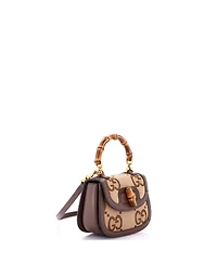 Pre-Owned Gucci Mini Bamboo 1947 Top Handle Bag Jumbo Gg Canvas